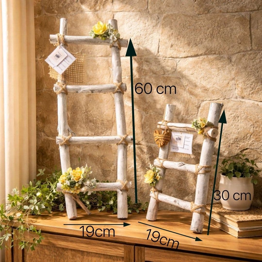 Escada Decorativa Farmhouse em Madeira Rústica - Imagem do produto