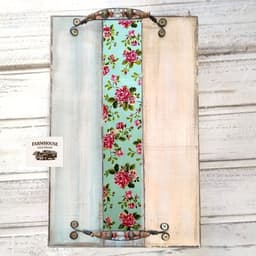 Bandeja Decorativa Farmhouse Madeira Maciça - Rose Menta