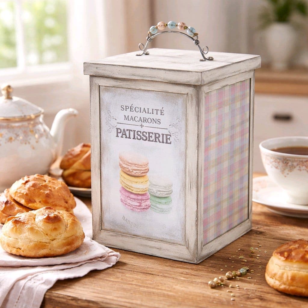 Caixa para Doces em Madeira | Armazenamento com Tampa Estilo Farmhouse - Imagem do produto