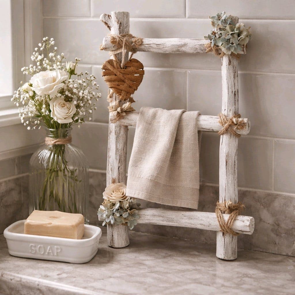 Escada Decorativa Farmhouse em Madeira Rústica - Imagem do produto