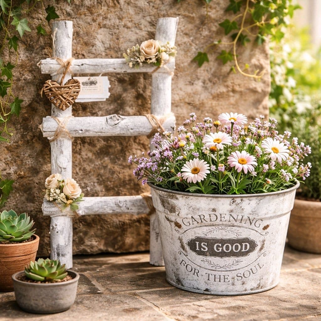 Escada Decorativa Farmhouse em Madeira Rústica - Imagem do produto