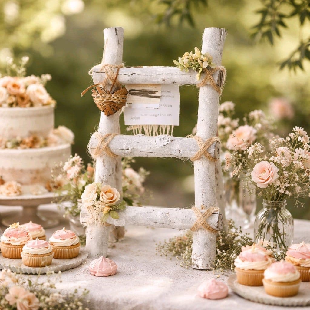 Escada Decorativa Farmhouse em Madeira Rústica - Imagem do produto