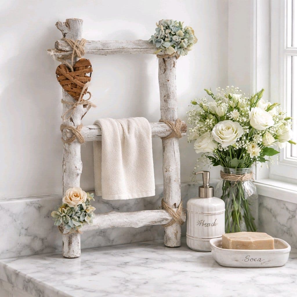 Escada Decorativa Farmhouse em Madeira Rústica - Imagem do produto