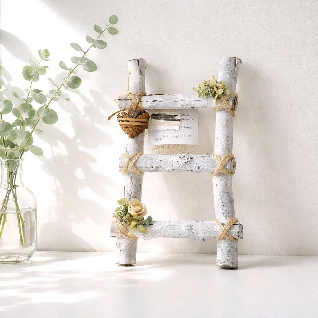 Escada Decorativa Farmhouse em Madeira Rústica - Imagem do produto