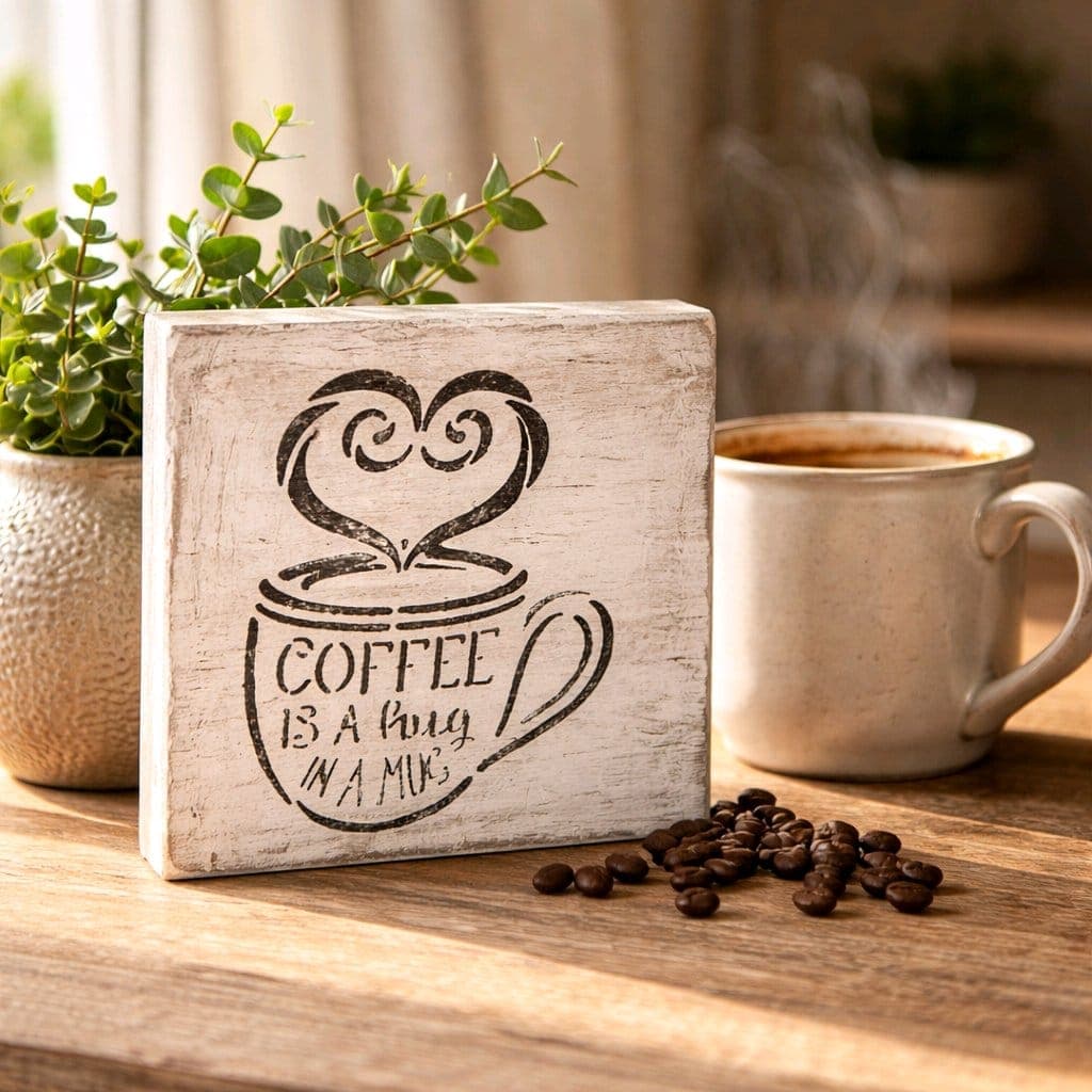 Placas Decorativas de Madeira Farmhouse – Coffee • Tea • Cake - Imagem do produto