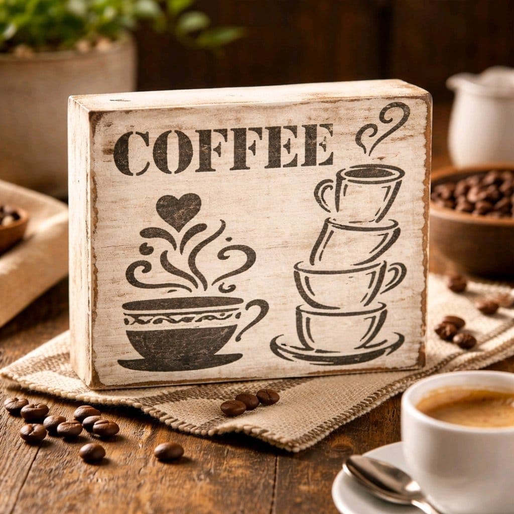 Placas Decorativas de Madeira Farmhouse – Coffee • Tea • Cake - Imagem do produto