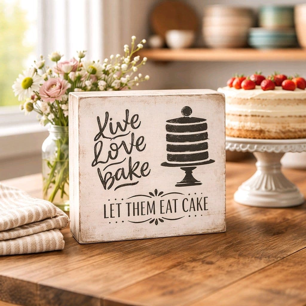Placas Decorativas de Madeira Farmhouse – Coffee • Tea • Cake - Imagem do produto