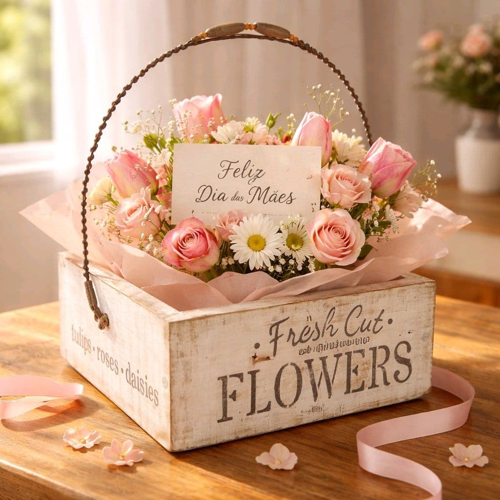 Caixa para Flores em Madeira | Organizador Decorativo - Imagem do produto