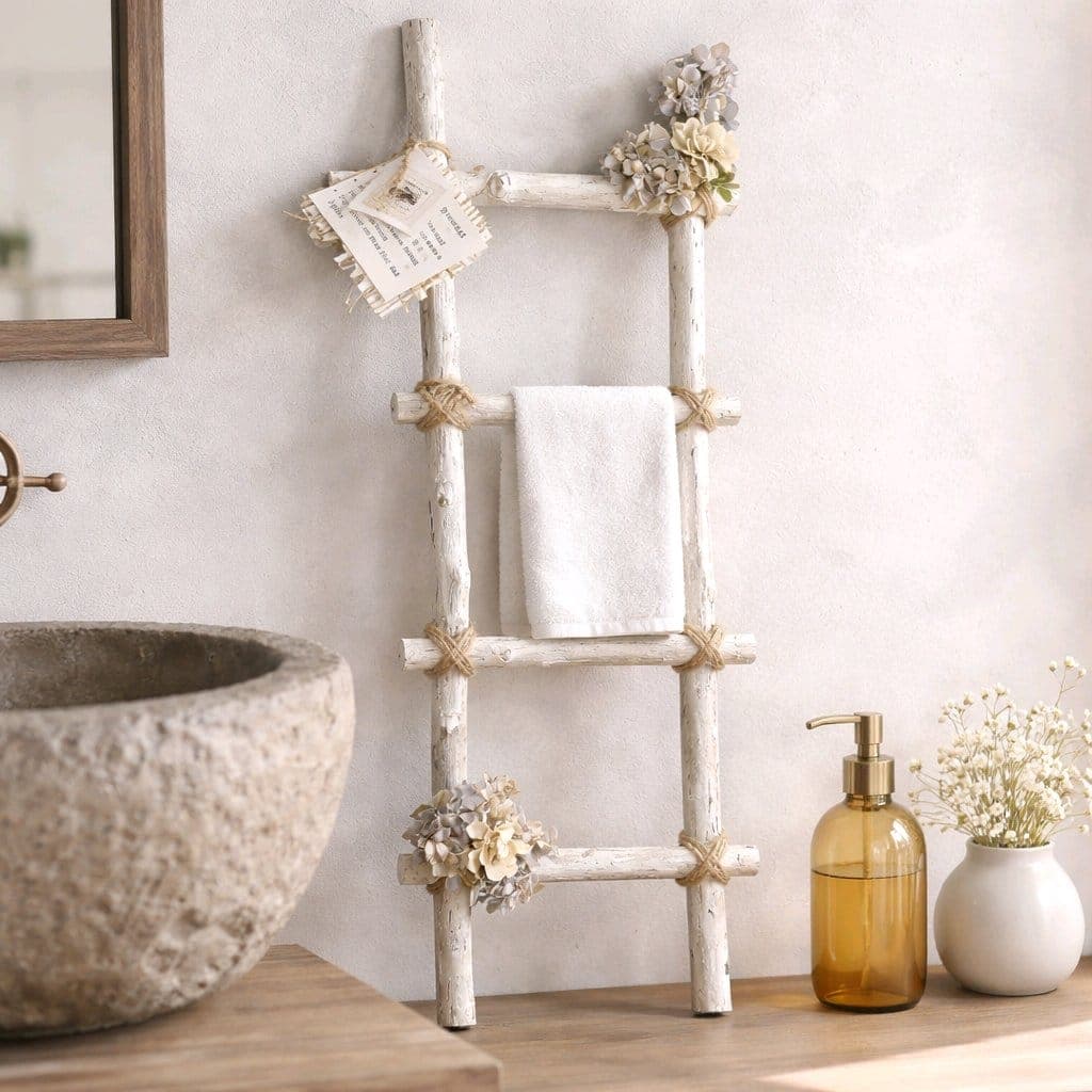 Escada Decorativa Farmhouse em Madeira Rústica